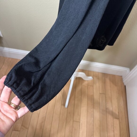 LOFT Semi Sheer Sleeve Detail Black Thin Sweater Top Size Large - Picture 9 of 12
